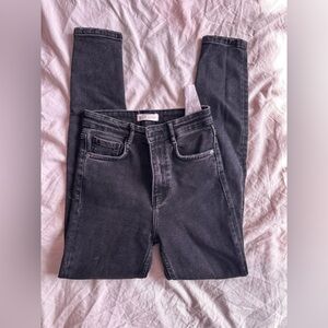 Zara TRF Authentic Denim Gray Washed Straight Leg Jeans Women Size 2